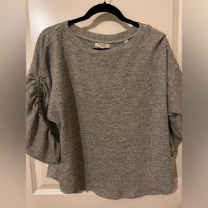 Women's Max Studio London 3/4 sleeve gray sweater with  ruched tie sleeves